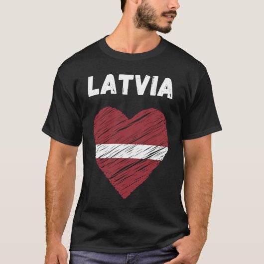 Latvia Flag Holiday Latvia Heart Latvian Flag Tシャツ (正面)