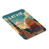 Latvia Illustration Travel Art Vintage マグネット (右側)