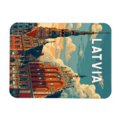 Latvia Illustration Travel Art Vintage マグネット (横)