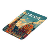Latvia Illustration Travel Art Vintage マグネット (左側)
