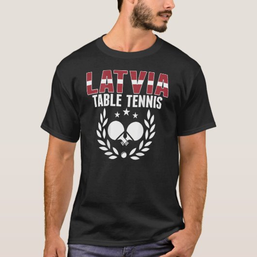 Latvia Ping Pong   Proud Latvian Table Tennis Supp Tシャツ (正面)
