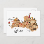 Latvia travel map ポストカード (正面/裏面)