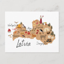 Latvia travel map ポストカード