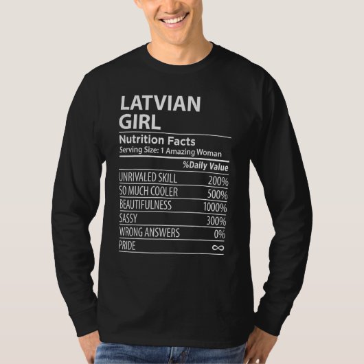 Latvian Girl Nutrition Facts  Womens Latvia Tシャツ (正面)
