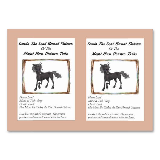 Lauda鉛角状のユニコーンのトレーディングカード テーブルナンバー (正面)