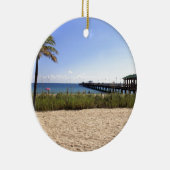 Lauderdaleによ海、フロリダのビーチおよび桟橋 セラミックオーナメント (右)