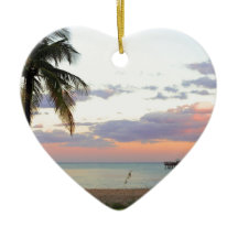 Lauderdaleによ海、フロリダの日没