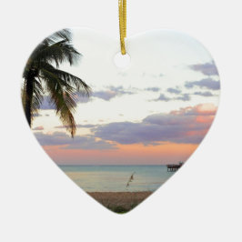 Lauderdaleによ海、フロリダの日没 セラミックオーナメント