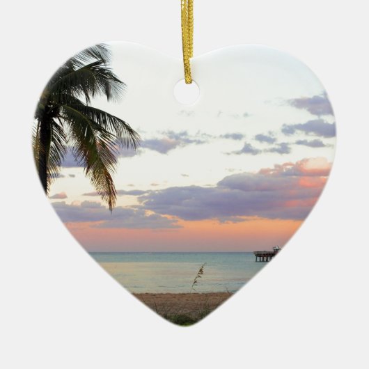 Lauderdaleによ海、フロリダの日没 セラミックオーナメント (正面)