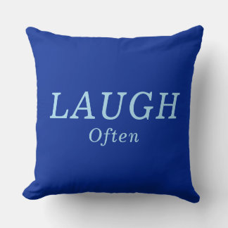 "LAUGH Many"コバルト&ブルー勇気付けられる クッション