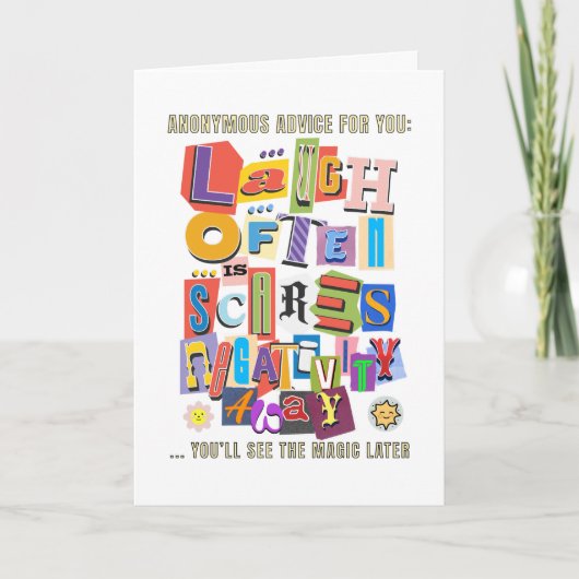 Laugh Often – ポジティブなタイポグラフィの引用デザイン1 カード (正面)