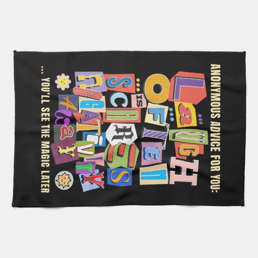 Laugh Often – Positive Typography Quote Design キッチンタオル (横)