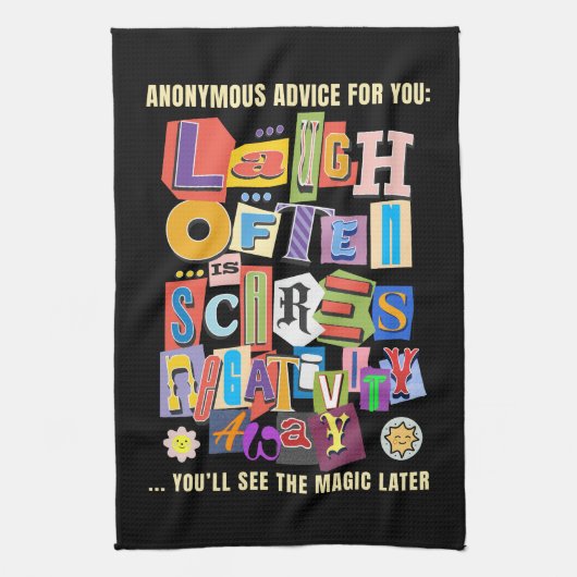 Laugh Often – Positive Typography Quote Design キッチンタオル (縦)