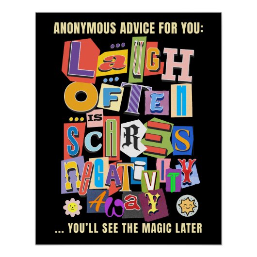 Laugh Often – Positive Typography Quote Design ポスター (正面)