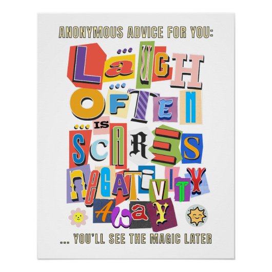 Laugh Often – Positive Typography Quote Design 1 ポスター (正面)