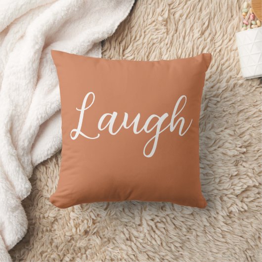 Laugh Throw Pillow Copper Orange White クッション (ブランケット)