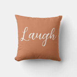 Laugh Throw Pillow Copper Orange White クッション
