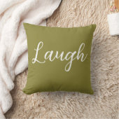 Laugh Throw Pillow Olive Green White クッション (ブランケット)