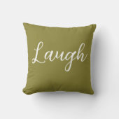 Laugh Throw Pillow Olive Green White クッション (正面)