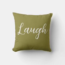 Laugh Throw Pillow Olive Green White クッション