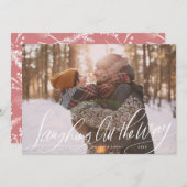 Laughing All the Way Script Christmas Photo Card シーズンカード (正面/裏面)