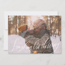 Laughing All the Way Script Christmas Photo Card