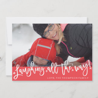 Laughing All Way Script Holidayフォトカード シーズンカード