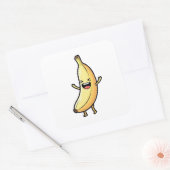 Laughing Banana – Cute Kawaii Illustration スクエアシール (封筒)