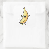 Laughing Banana – Cute Kawaii Illustration スクエアシール (バッグ)