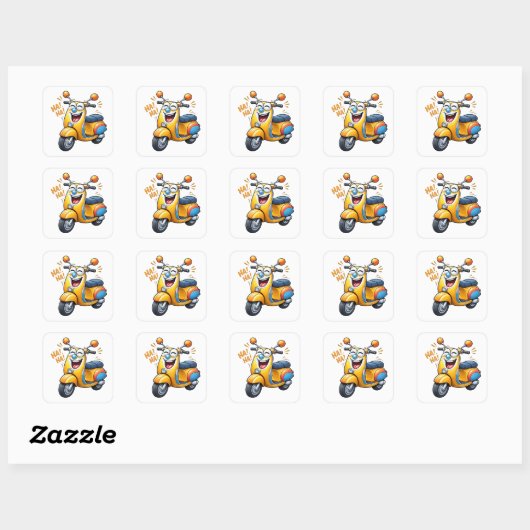 Laughing Cartoon Scooter Character Sticker スクエアシール (シート)