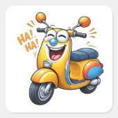 Laughing Cartoon Scooter Character Sticker スクエアシール (正面)