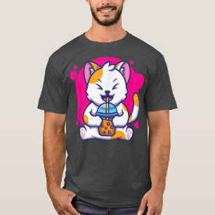 Laughing Cat NekoかわいいBoba Tea In Animeスタイル1 Tシャツ