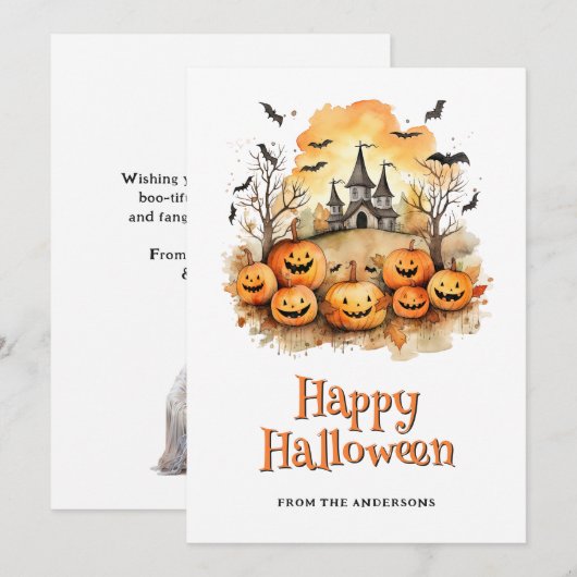 Laughing Funny Pumpkins Bats Haunted Mansion Ghost シーズンカード (正面/裏面)