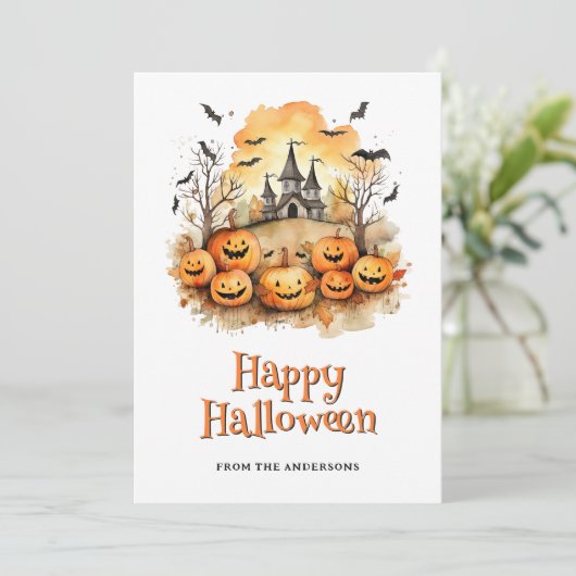 Laughing Funny Pumpkins Bats Haunted Mansion Ghost シーズンカード (スタンド正面)