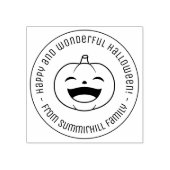 Laughing Halloween Pumpkin Round Message ラバースタンプ (インプリント)