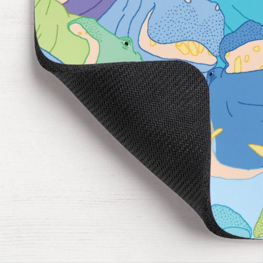 Laughing Hippos - cool colours マウスパッド (コーナー)