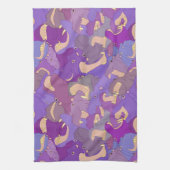 Laughing Hippos - purple キッチンタオル (縦)