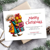 Laughing Lady Editable Digital Christmas Greeting シーズンカード
