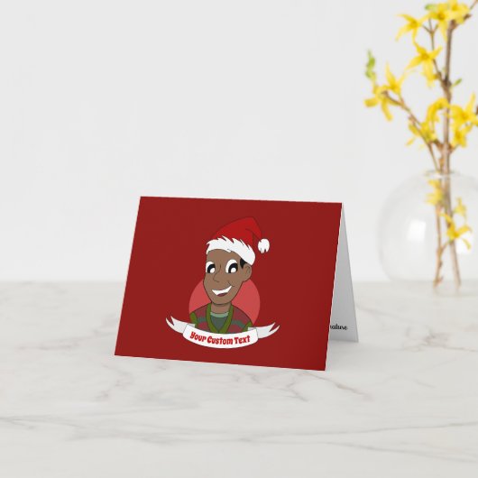 Laughing man Christmas cartoon カード (黄色い花)