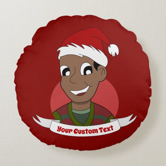 Laughing man Christmas cartoon Round Pillow ラウンドクッション (正面)