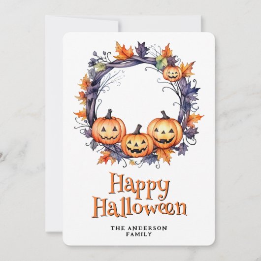 Laughing Pumpkins Ghosts Happy Halloween Card シーズンカード (正面)