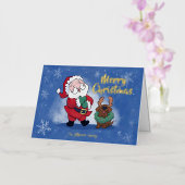 Laughing Santa Reindeer Lab Folded 箔シーズンカード (蘭)