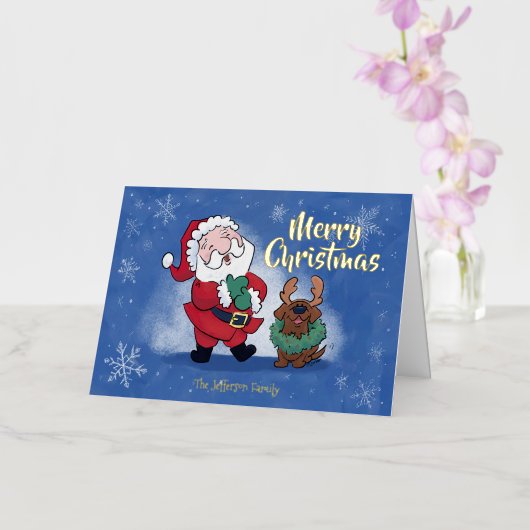 Laughing Santa Reindeer Lab Folded 箔シーズンカード (蘭)