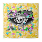 Laughing Skeleton Woman Dia De Los Muertos タイル (正面)