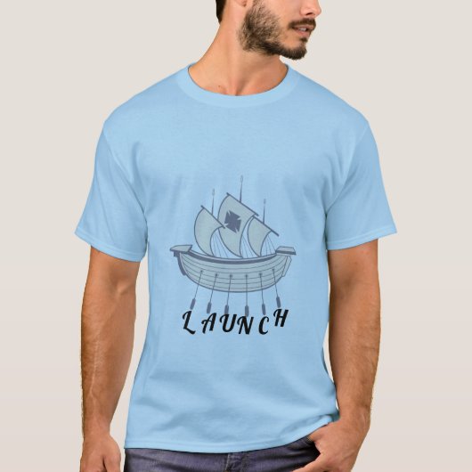 "Launch" Tシャツ – ボートデザイン (正面)