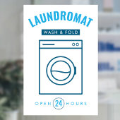 Laundromat 24/7 Wash and Fold Service Blue & White ウィンドウサイン