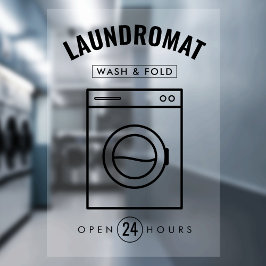 Laundromat 24/7 Wash & Fold Service Marketing ウィンドウサイン