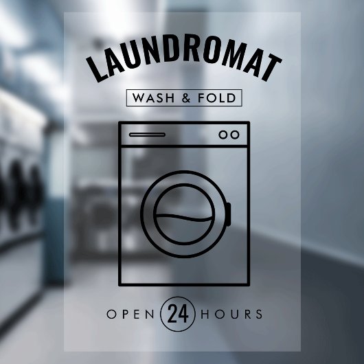 Laundromat 24/7 Wash & Fold Service Marketing ウィンドウサイン
