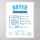 Laundromat Tumble Dryer Instructions Sign Poster ポスター (正面)