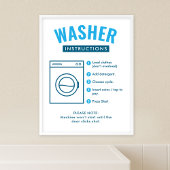 Laundromat Washer Instructions Wall Sign Poster ポスター